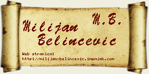 Milijan Belinčević vizit kartica